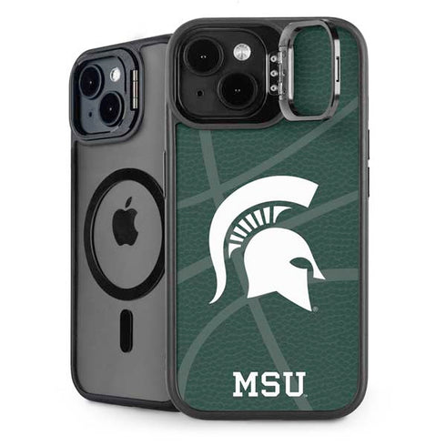 Michigan State University Green Basketball iPhone 14 Kickstand Case